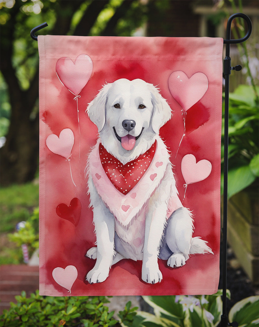 Kuvasz My Valentine Garden Flag