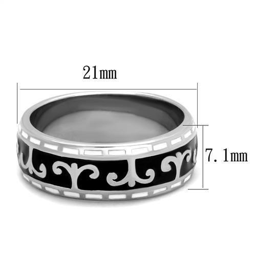 TK2154 - High polished (no plating) Stainless Steel Ring with Epoxy  in Jet-1
