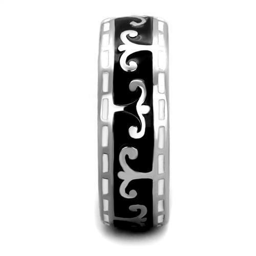 TK2154 - High polished (no plating) Stainless Steel Ring with Epoxy  in Jet-3