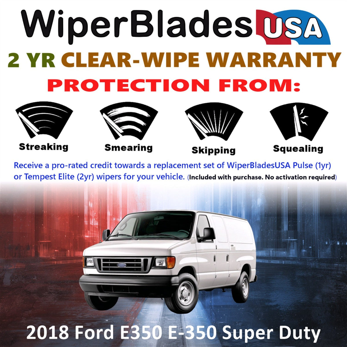 2018 Ford E350 E-350 Super Duty Wiper Blades w/2yr Warranty (Set of 2) Wipers-1