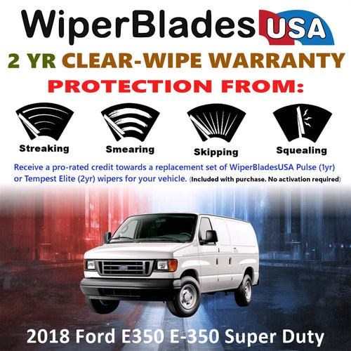 2018 Ford E350 E-350 Super Duty Wiper Blades w/2yr Warranty (Set of 2) Wipers-1